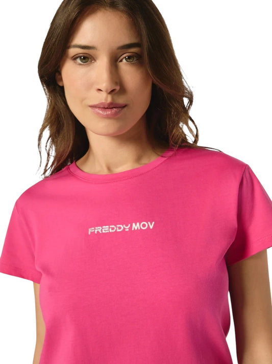 Freddy T-shirt donna girocollo in jersey con piccola stampa