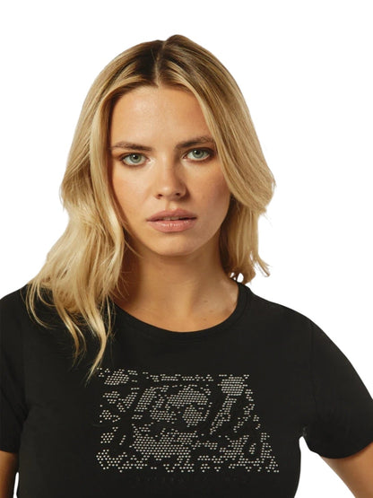 Freddy T-shirt donna comfort fit con grafica composta da strass