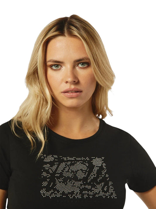 Freddy T-shirt donna comfort fit con grafica composta da strass