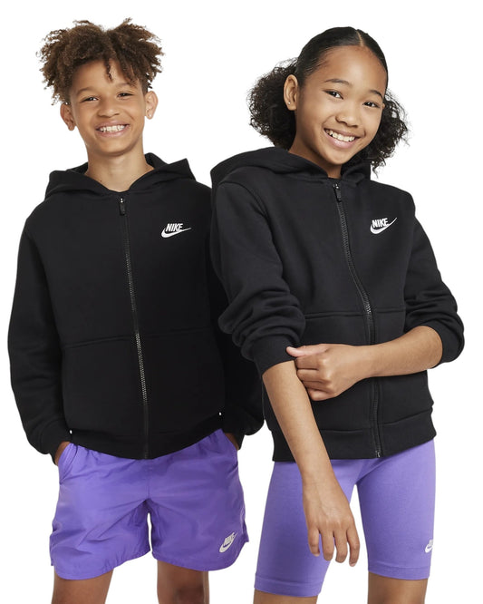 Nike felpa zip lunga cappuccio logo piccolo