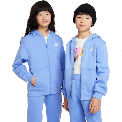 Nike felpa zip lunga cappuccio logo piccolo