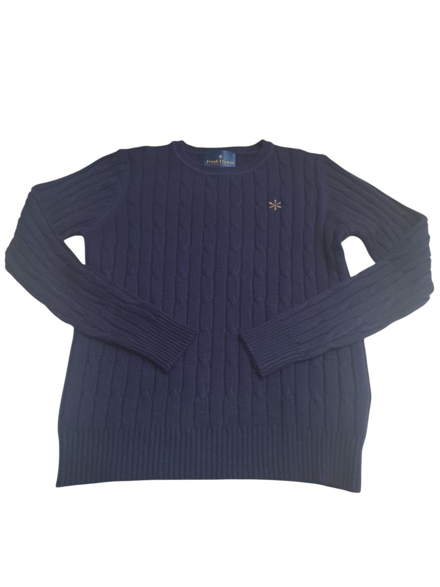 Fresh Flawer maglia in lana giro collo con treccia