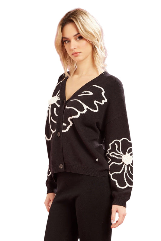 Fresh Flower Cardigan con fiore a rilievo