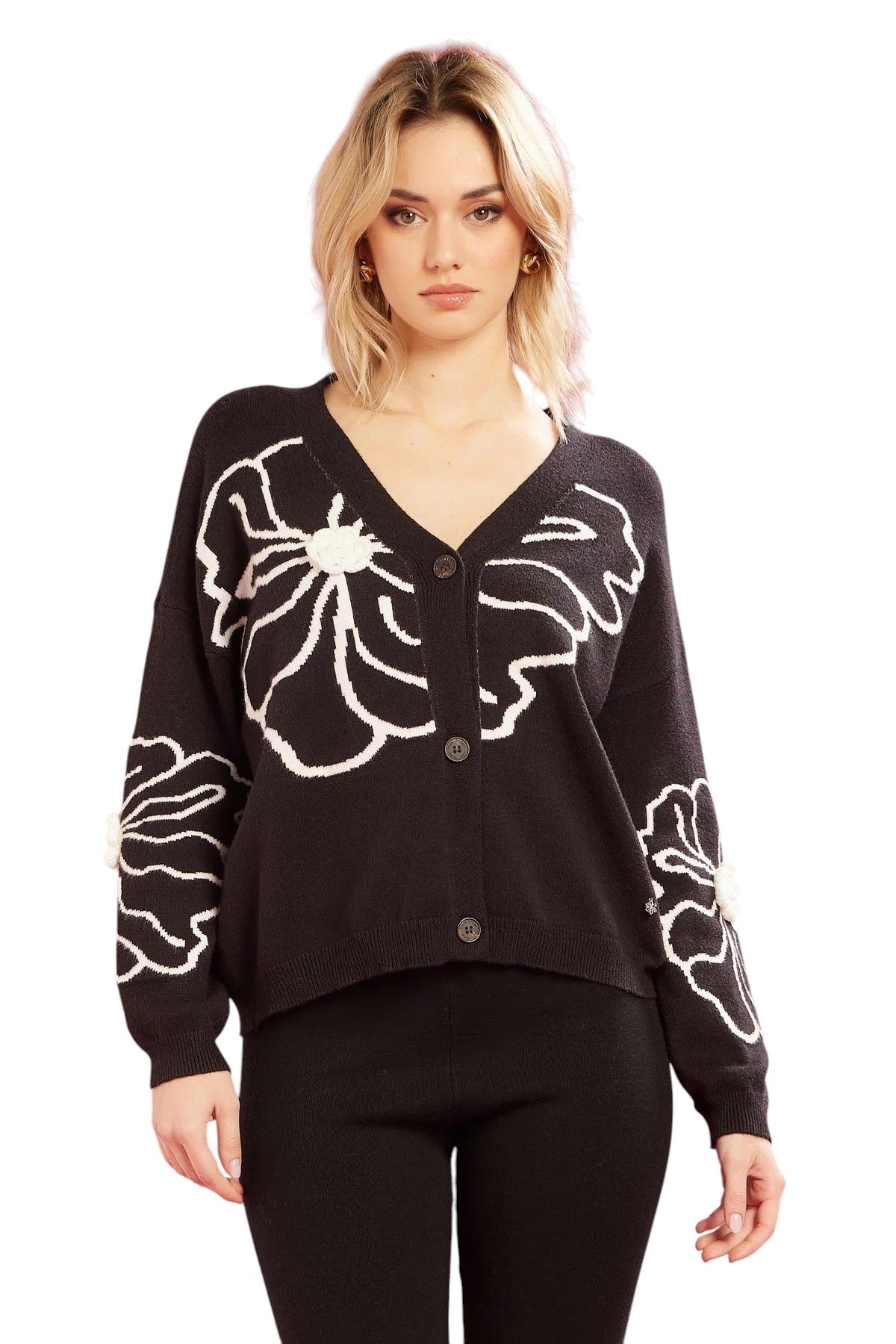 Fresh Flower Cardigan con fiore a rilievo