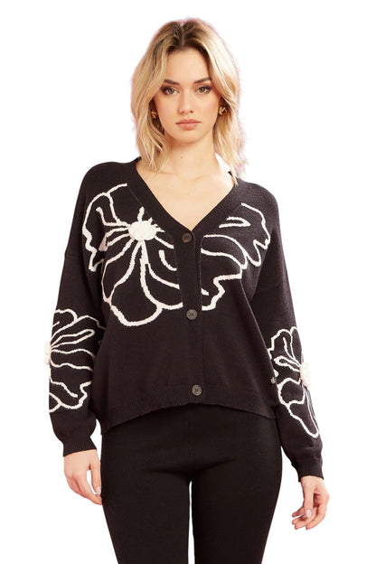 Fresh Flower Cardigan con fiore a rilievo