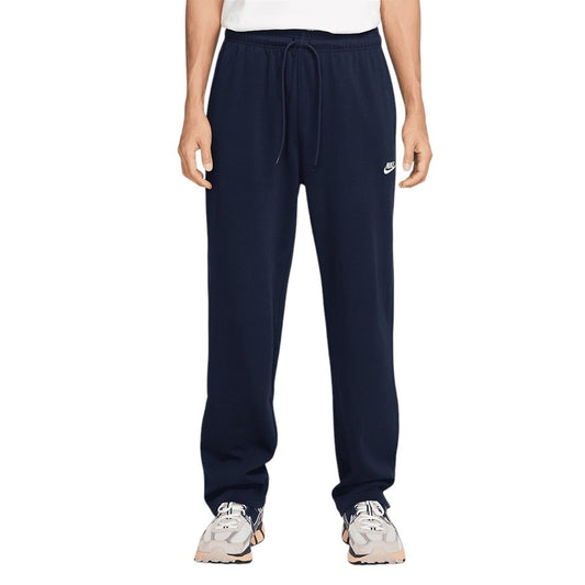 NIKE Pantalone garzato club logo piccolo fondo aperto