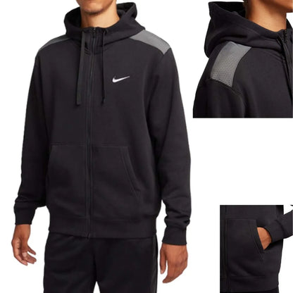 Nike felpa zip lunga cappuccio felpato hoodie flc