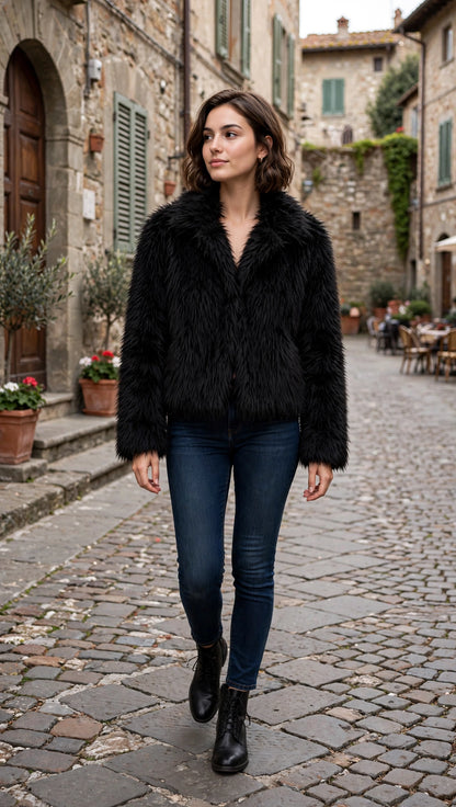 Yes-Zee Pellicciontto reversibile (pelliciia sintetica/ Montone