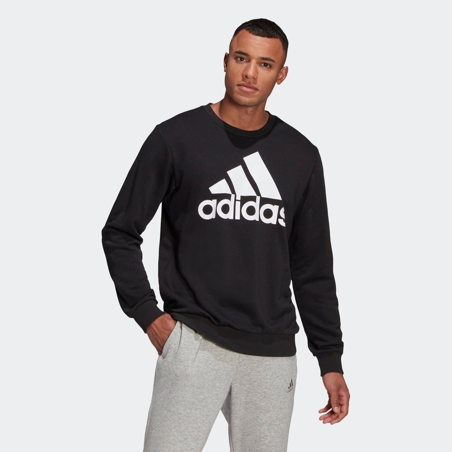 Adidas felpa giro collo m bl ft swt black/white