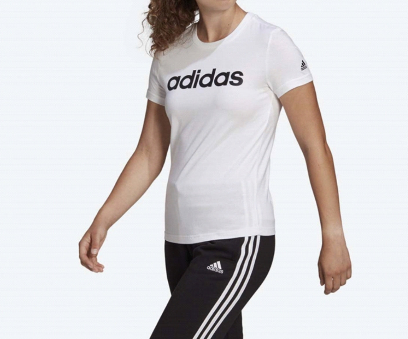 Adidas t-shirt giro collo w lin t white/black