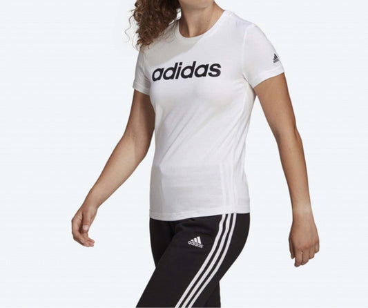 Adidas t-shirt giro collo w lin t white/black