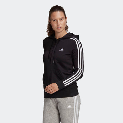 Adidas felpa zip lunga cappuccio w 3s ft fz hd black/white