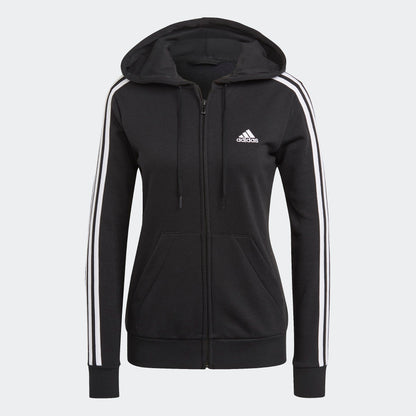 Adidas felpa zip lunga cappuccio w 3s ft fz hd black/white