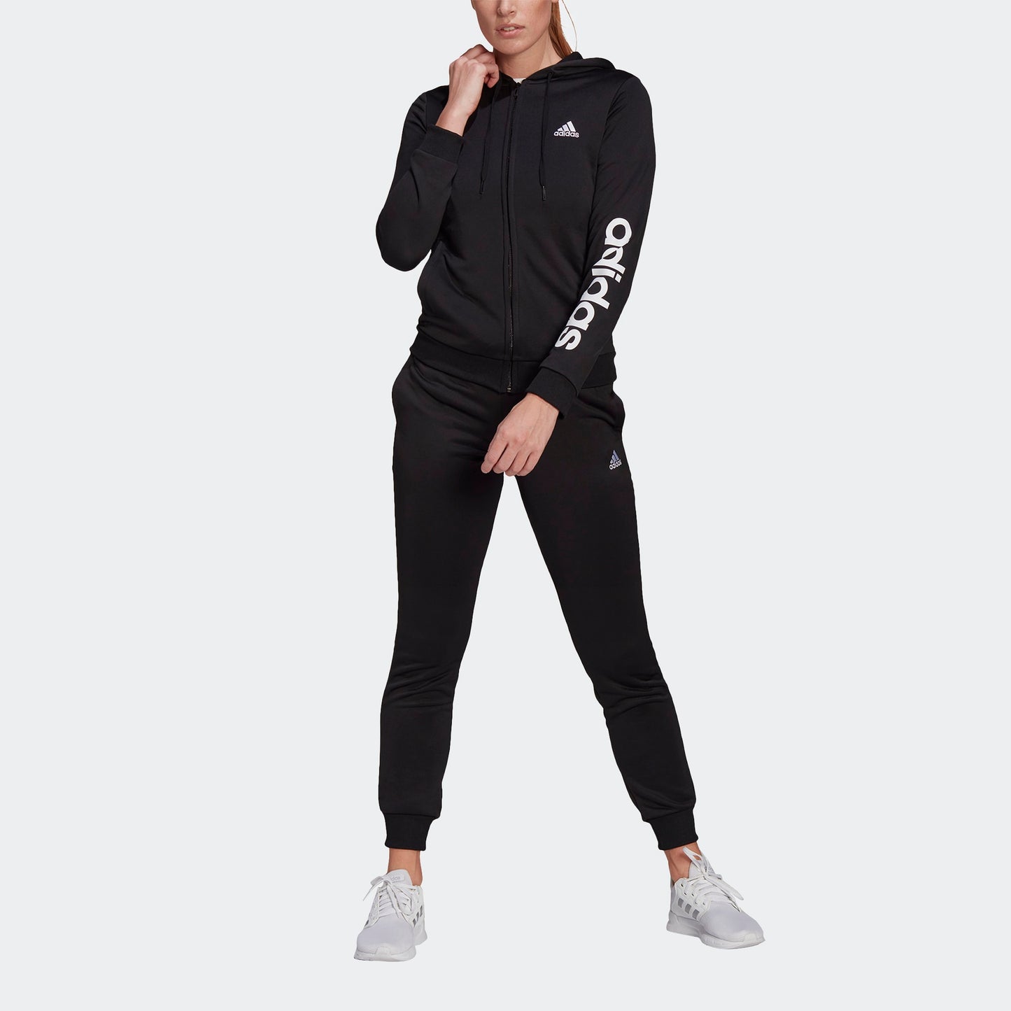 Adidas tuta zip lunga w lin ft ts black/white
