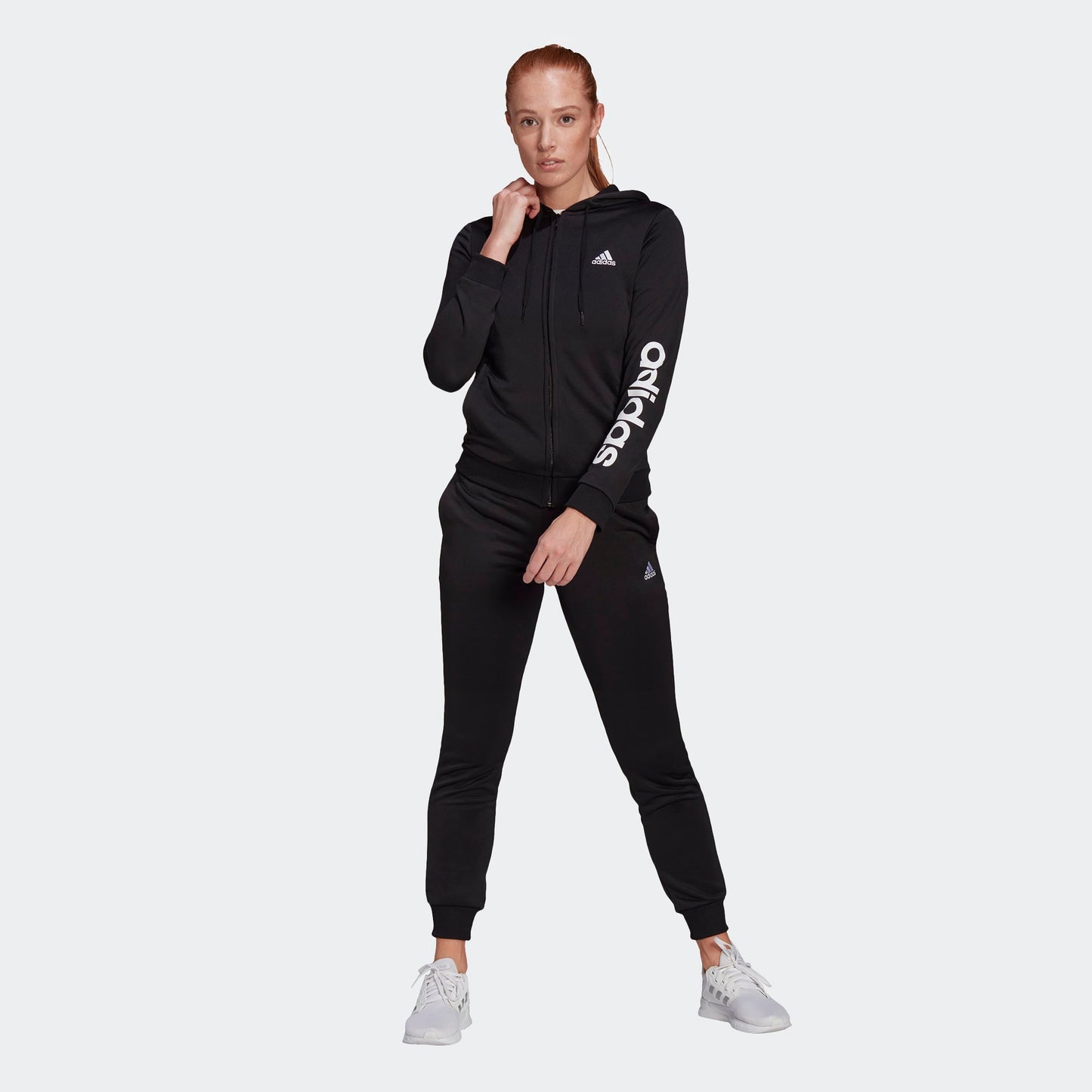 Adidas tuta zip lunga w lin ft ts black/white