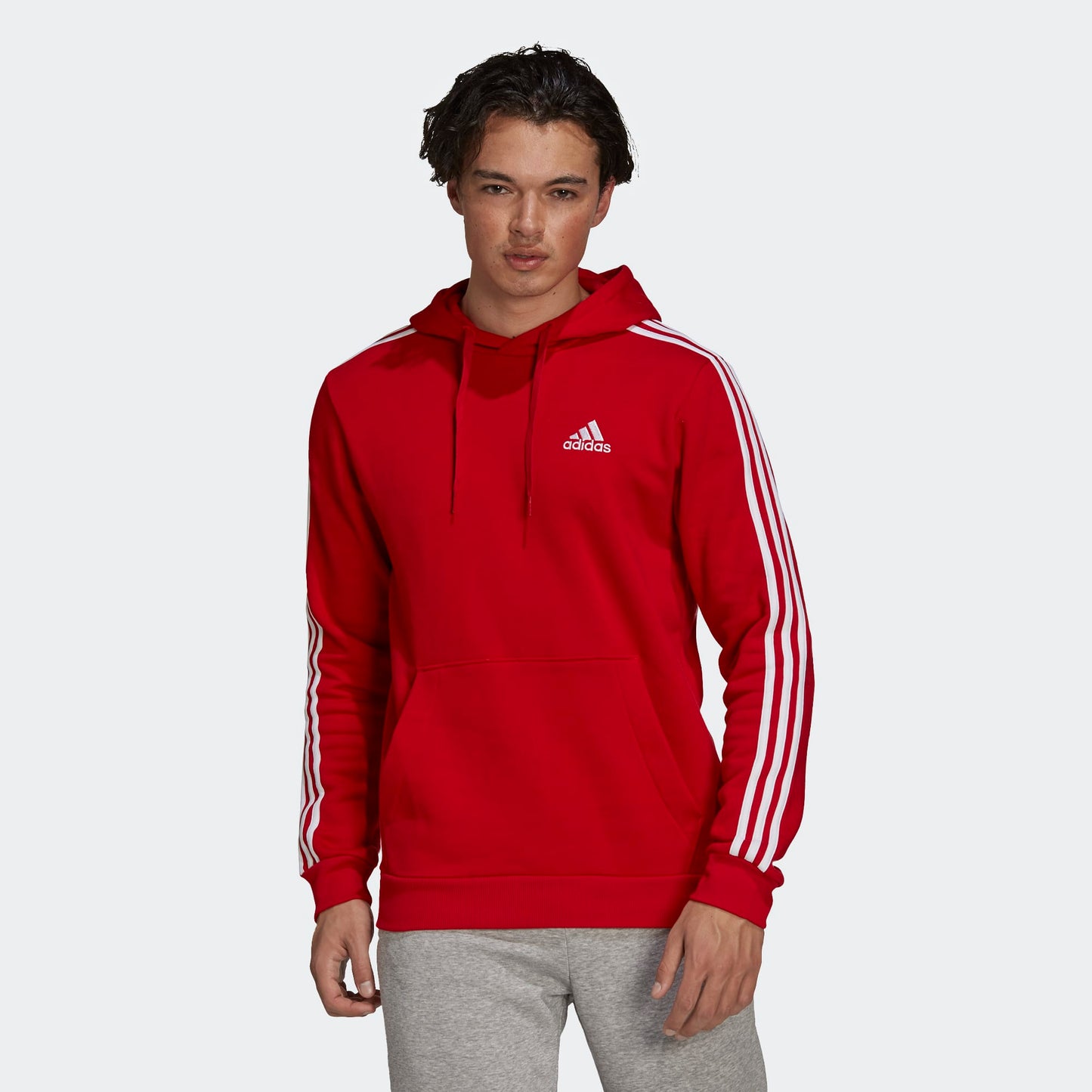 Adidas felpa cappuccio M 3s fl hd scarle/white
