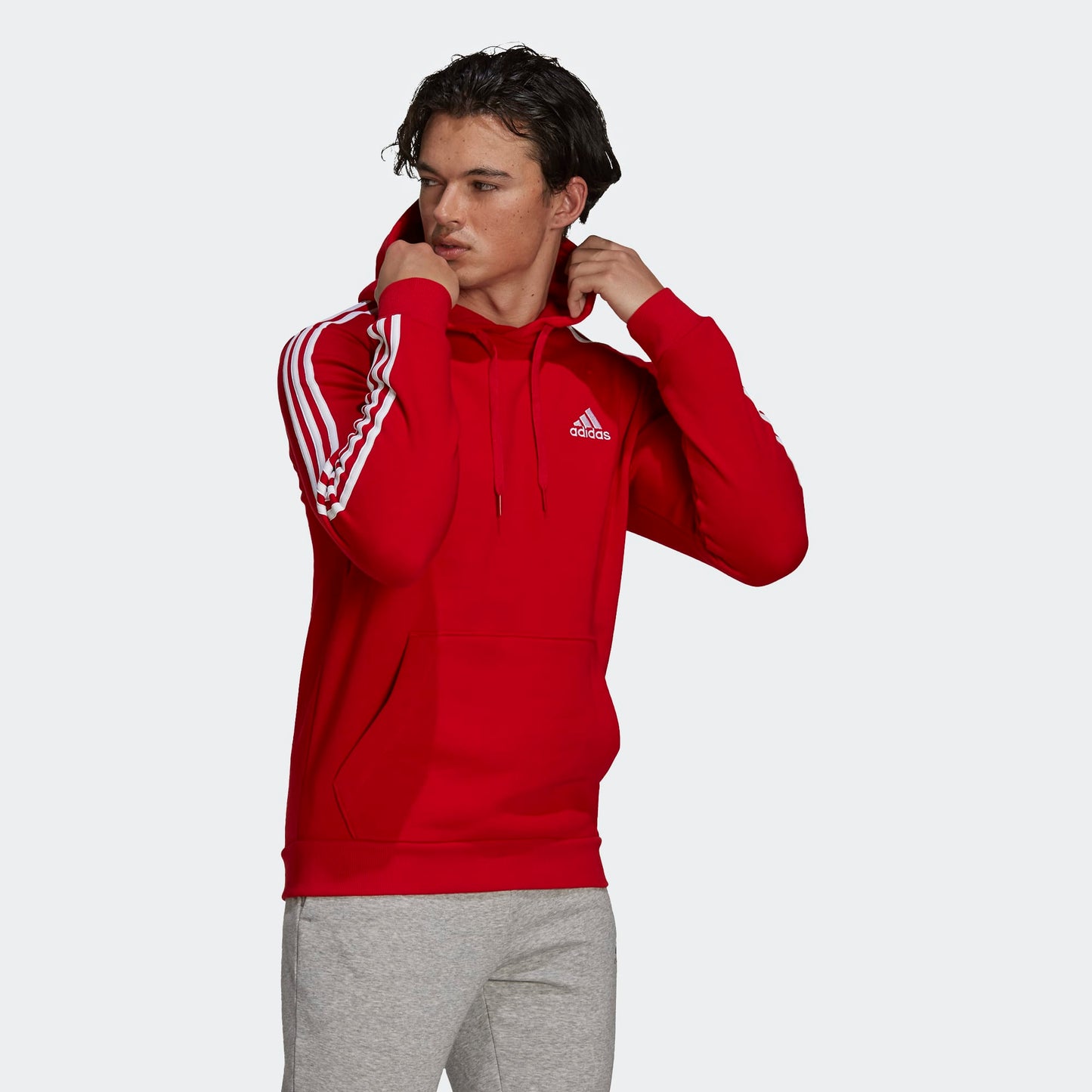 Adidas felpa cappuccio M 3s fl hd scarle/white