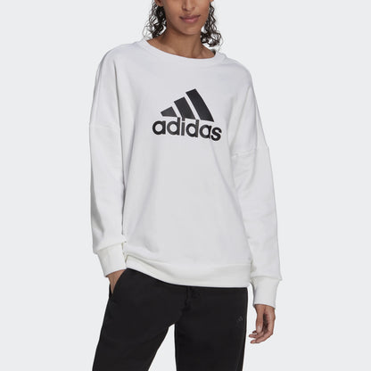 Adidas felpa giro collo over w fi bos crew white