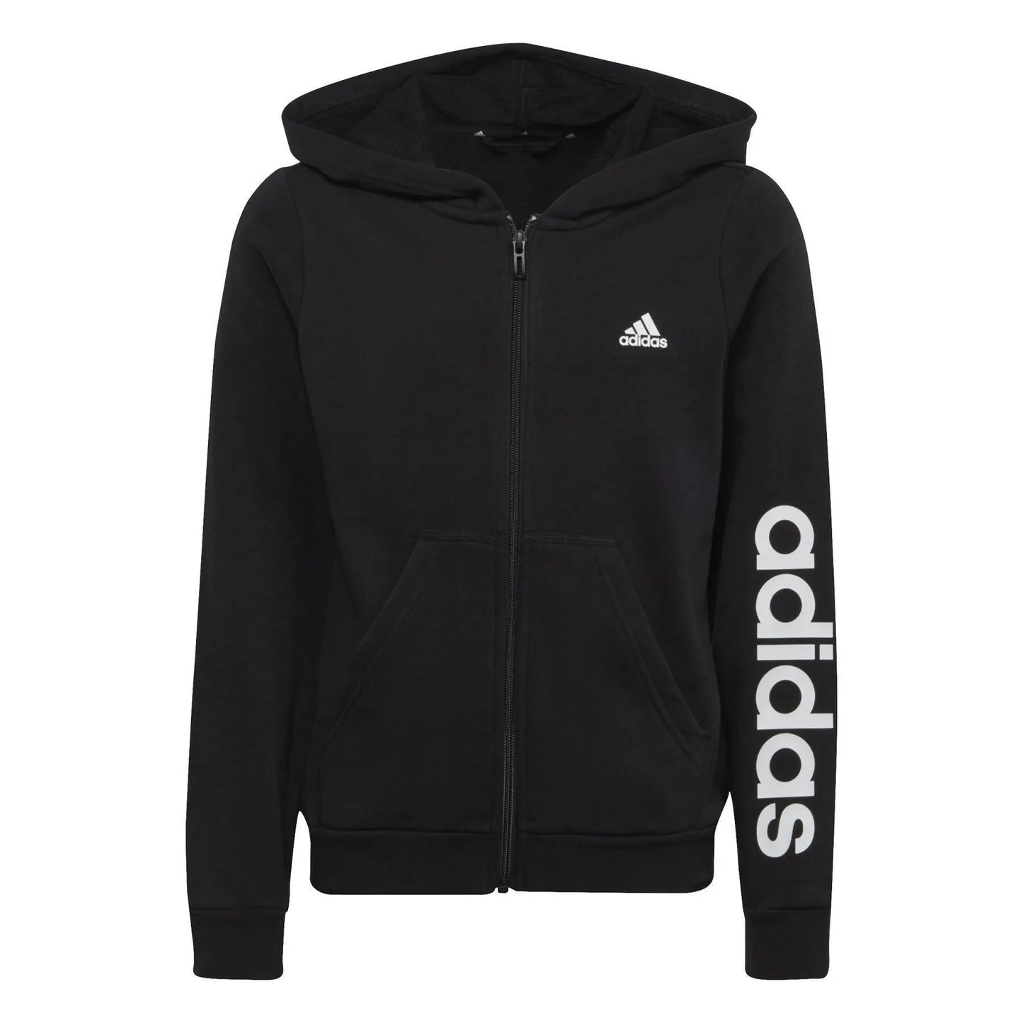 Adidas felpa zip lunga cappuccio G lin fz hd black/whit