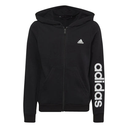 Adidas felpa zip lunga cappuccio G lin fz hd black/whit