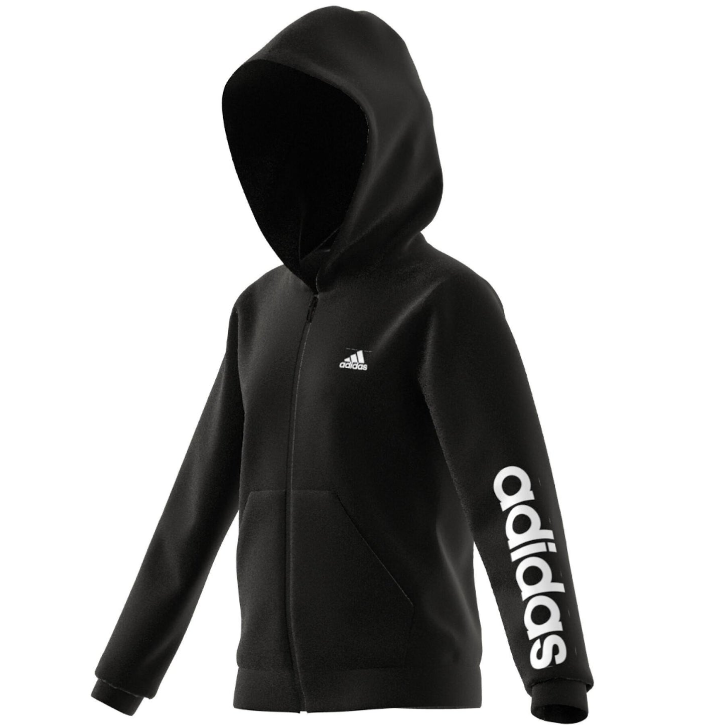 Adidas felpa zip lunga cappuccio G lin fz hd black/whit
