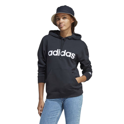 Adidas felpa cappuccio garzata W lin ft hd black/white