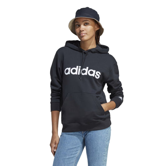Adidas felpa cappuccio garzata W lin ft hd black/white