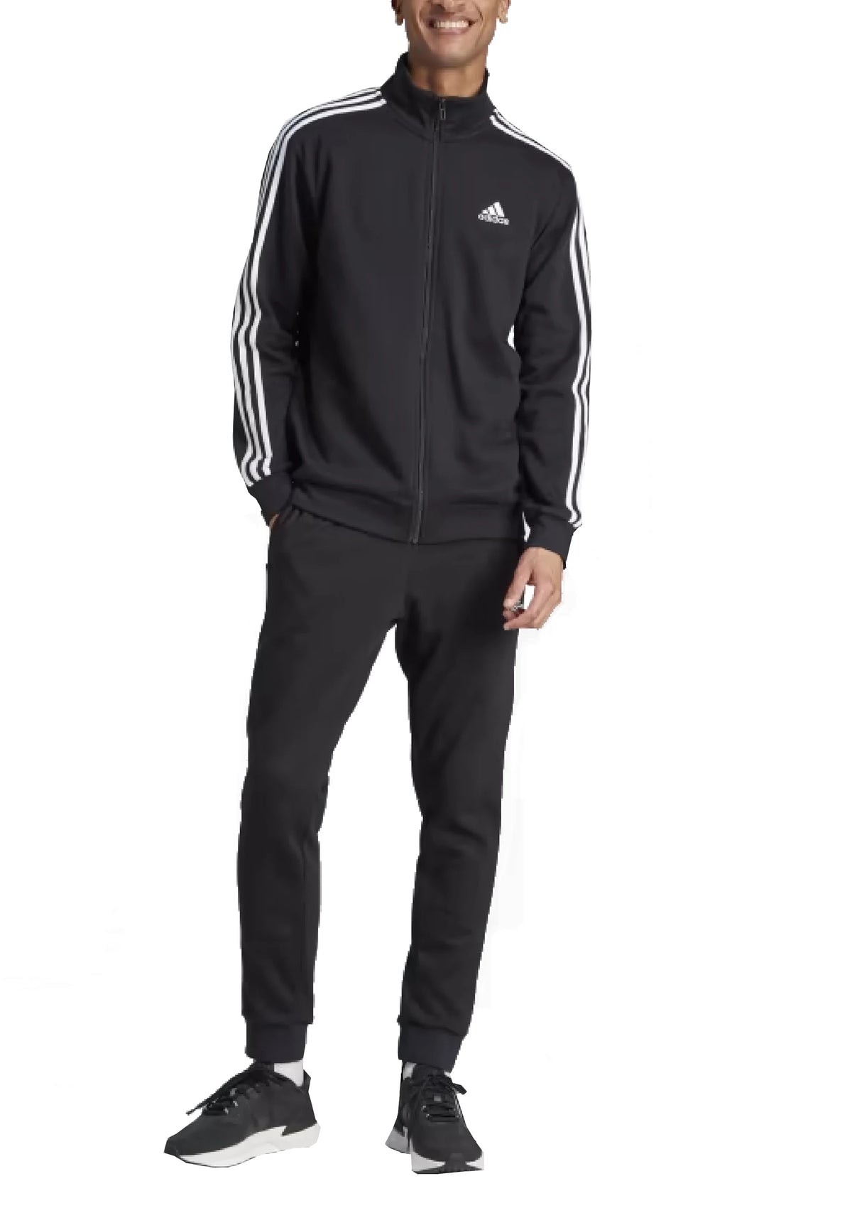 ADIDAS tuta zip lunga felpata m 3s fl tt ts black