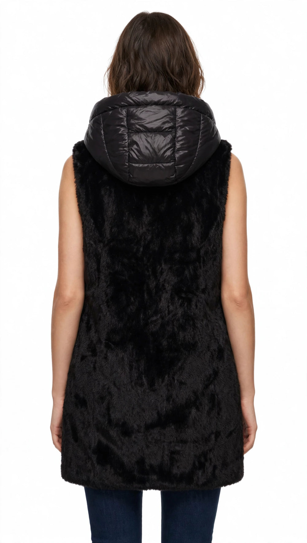 Yes-Zee Gilet in pelliccia con cappuccio
