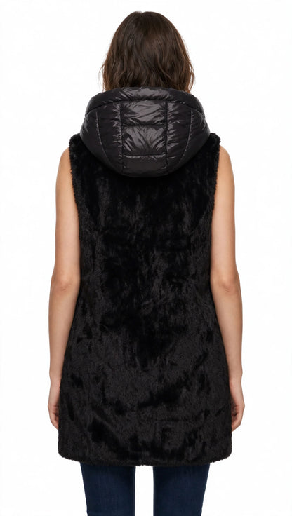 Yes-Zee Gilet in pelliccia con cappuccio