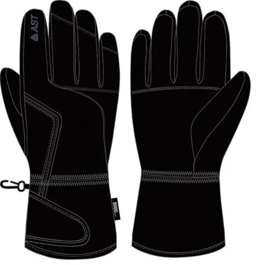 AST guanti sci imbottiti, membrana interna, polso con elastico regolabile e staccabile, aperturtura davanti con zip.