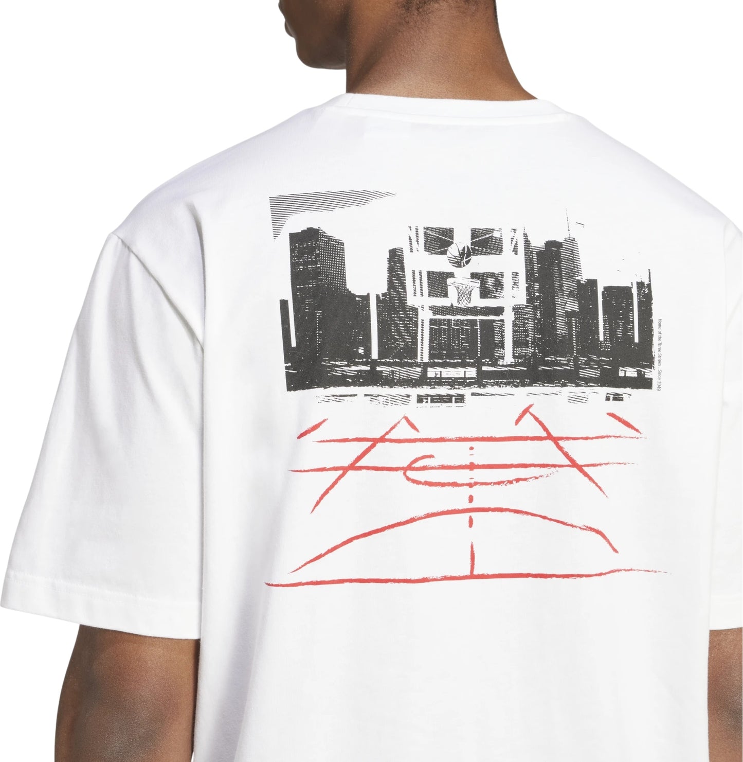 Adidas t-shirt giro collo con stampa alle spalle m c photo tee white