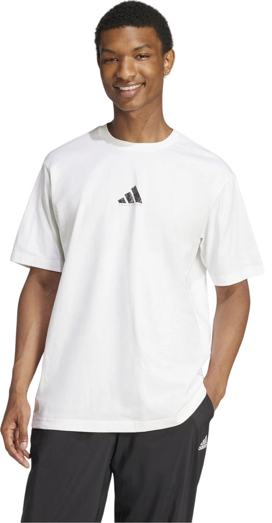 Adidas t-shirt giro collo con stampa alle spalle m c photo tee white