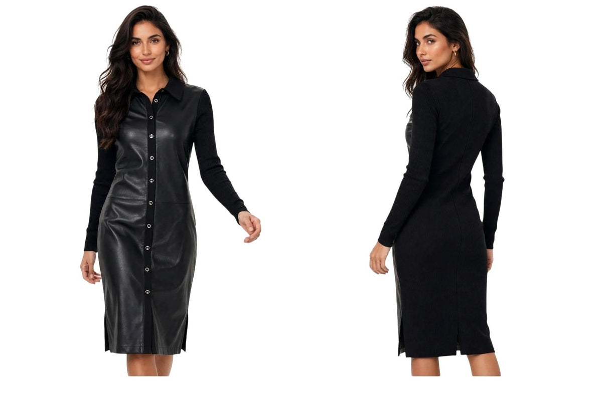 Laura Biagiotti vestito in pelle sintetica abbottonato in avanti
