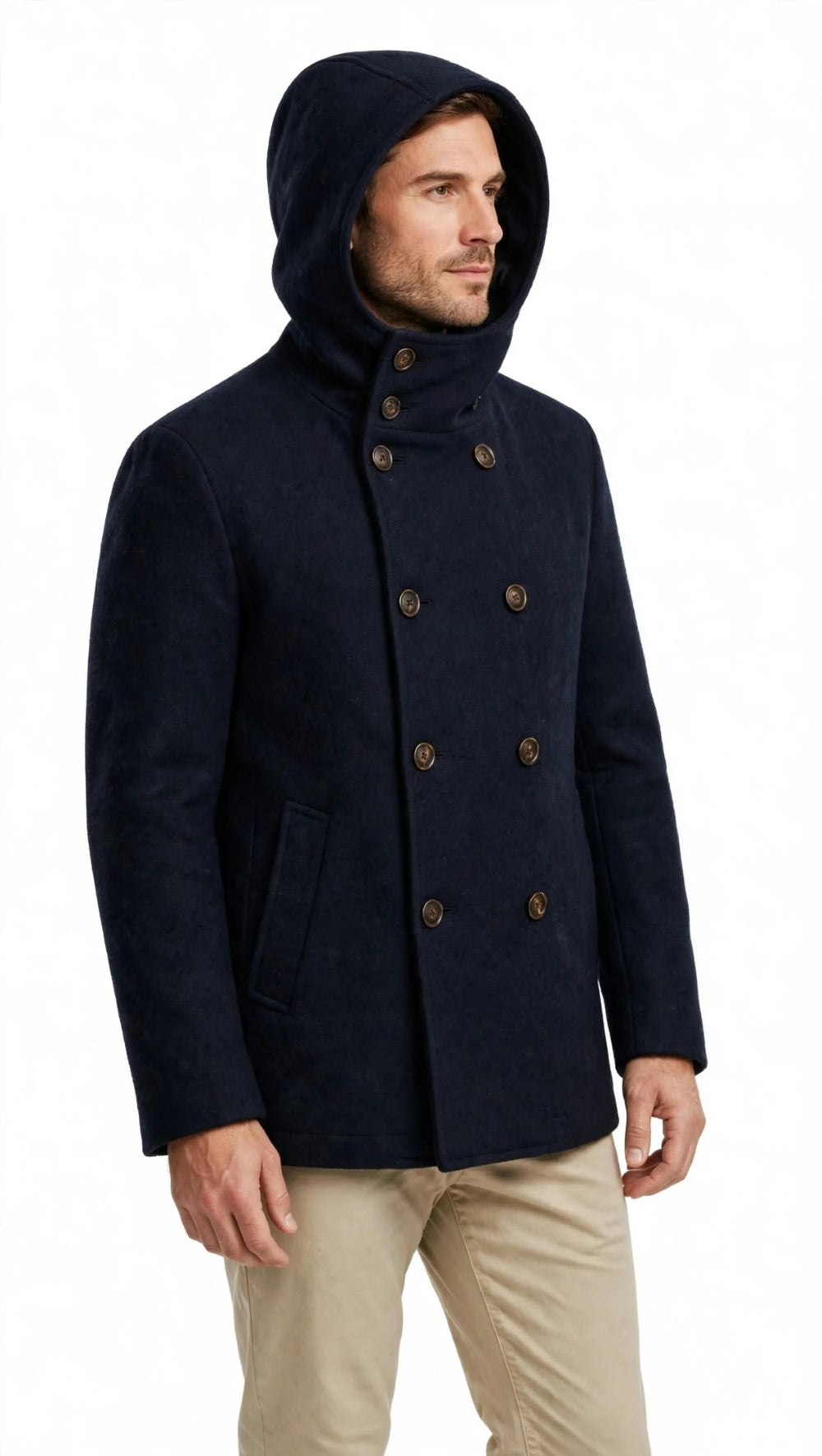 Trez  cappotto doppiopetto modello immuni, tasca con patta