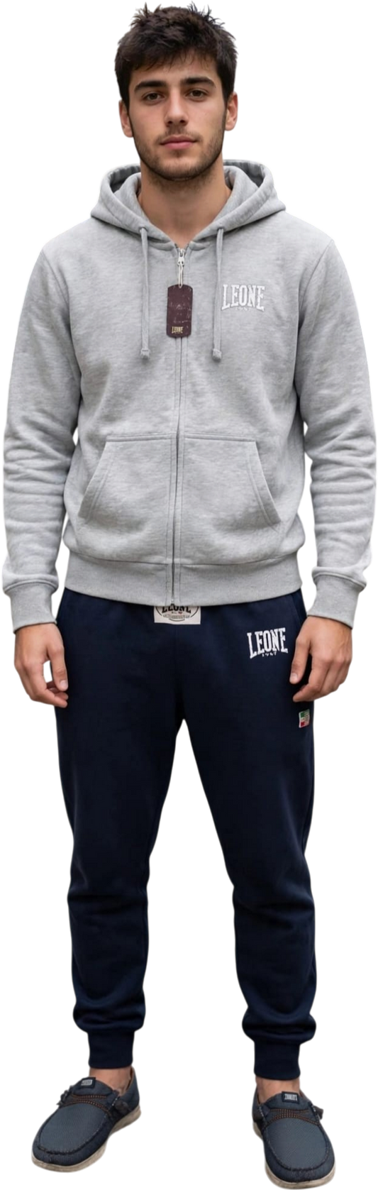 Leone tuta zip lunga cappuccio in cotone felpato