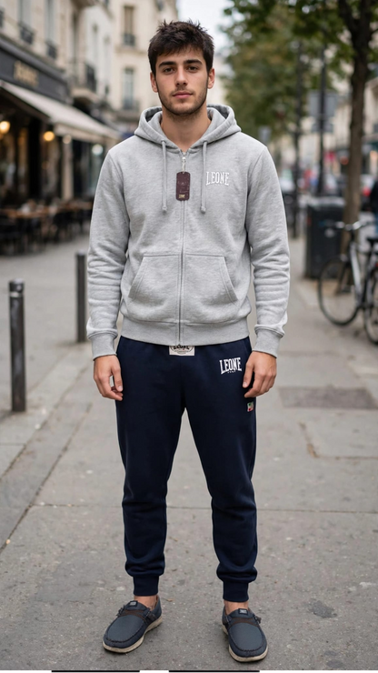 Leone tuta zip lunga cappuccio in cotone felpato