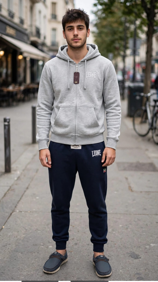 Leone tuta zip lunga cappuccio in cotone felpato