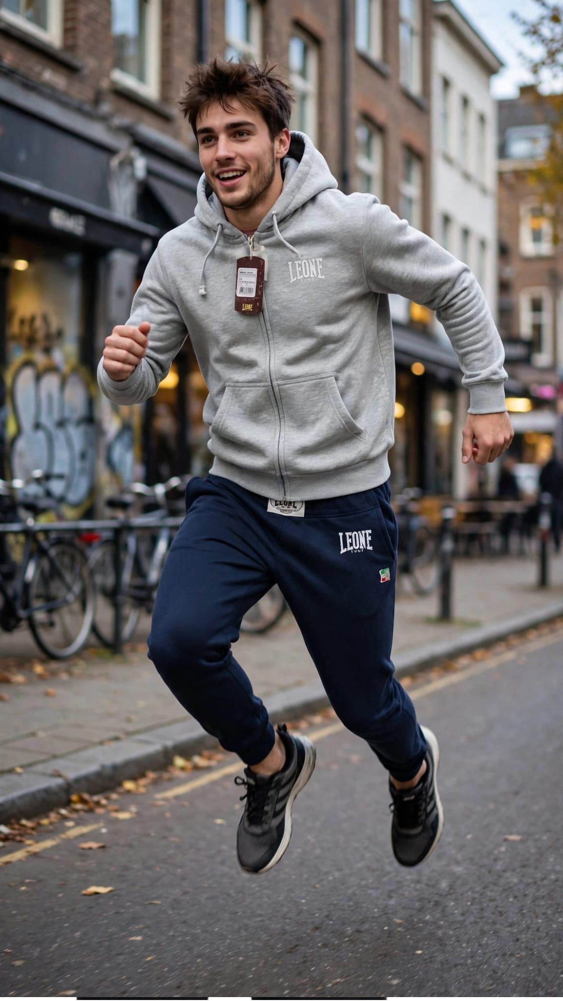 Leone tuta zip lunga cappuccio in cotone felpato