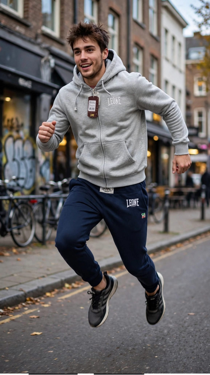Leone tuta zip lunga cappuccio in cotone felpato