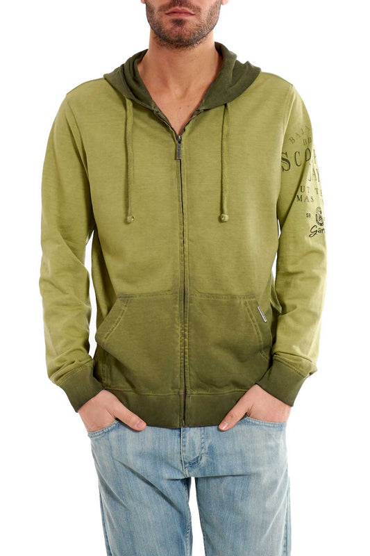 Scorpion felpa zip lunga cappuccio con grafica