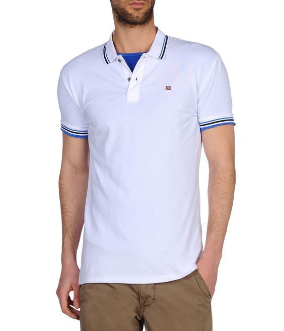 Napapijri polo manica corta con collo con righe colorate mod.ELDIS STRIPE