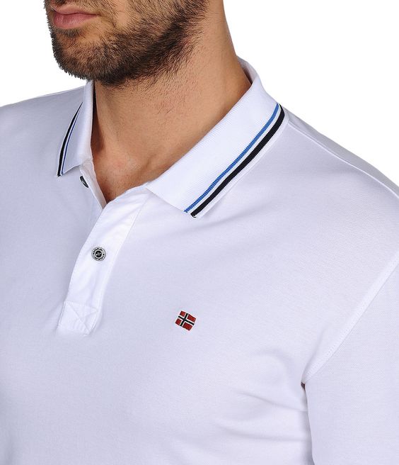 Napapijri polo manica corta con collo con righe colorate mod.ELDIS STRIPE