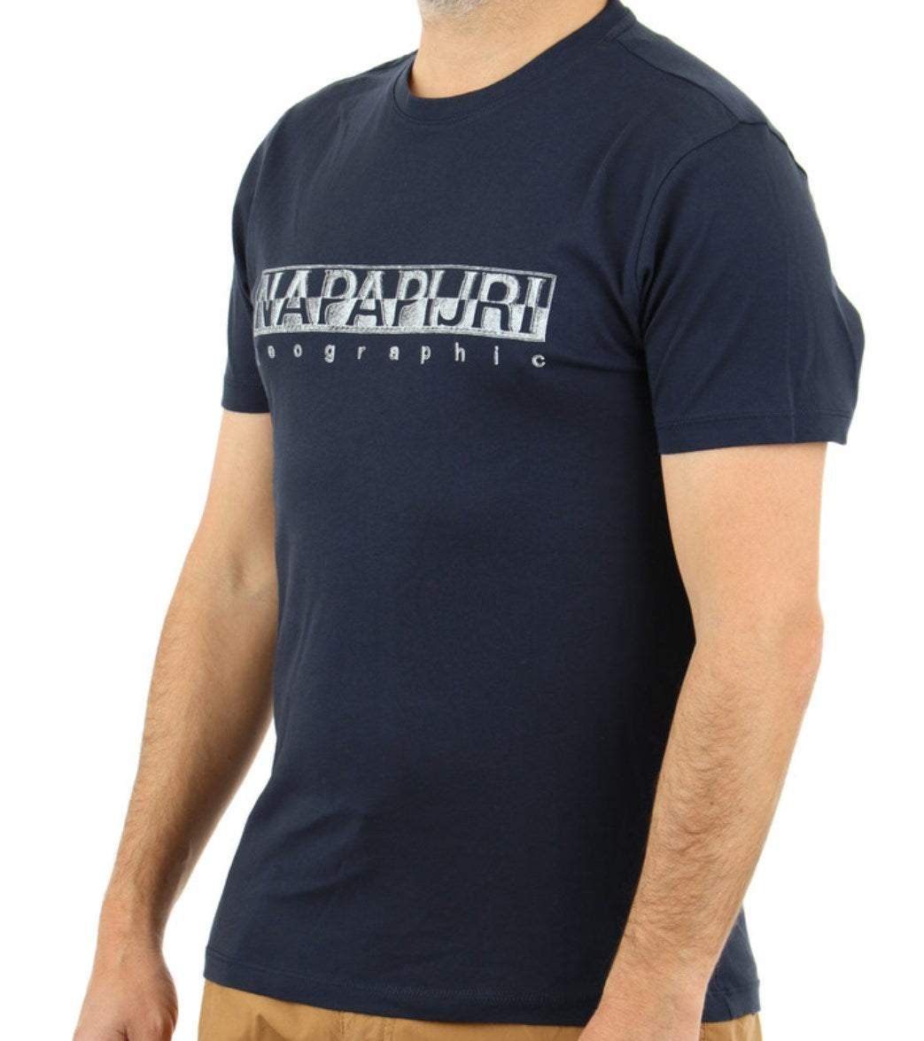 Napapijri polo mod sallar ss t-shirt con scritta media