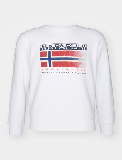 Napapijti felpa giro collo b-kreis c bright white 002