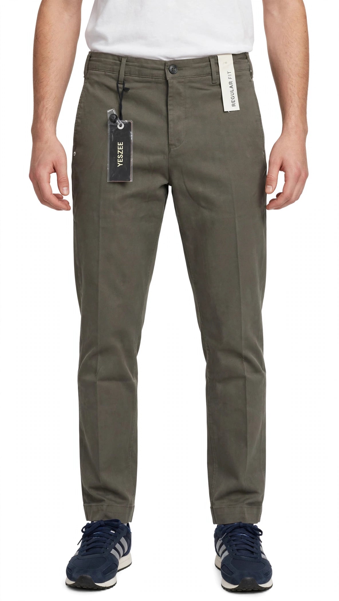 Yes-Zee pantalone uomo in cotone pesante vestibilita comoda molla dietro