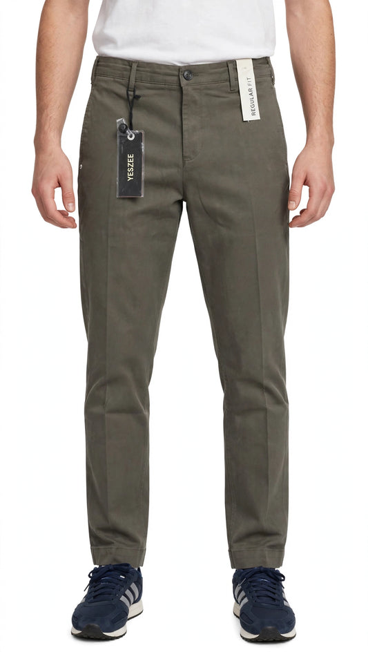 Yes-Zee pantalone uomo in cotone pesante vestibilita comoda molla dietro