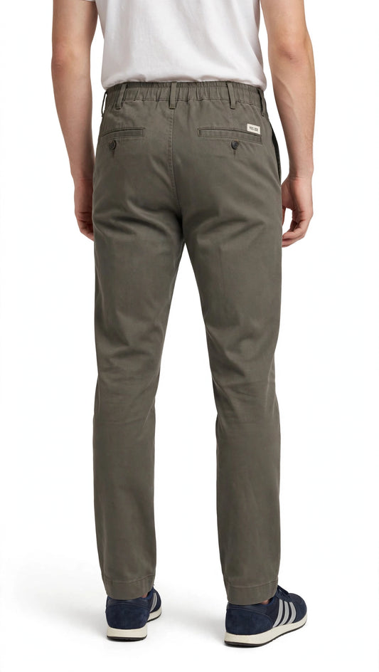 Yes-Zee pantalone uomo in cotone pesante vestibilita comoda molla dietro