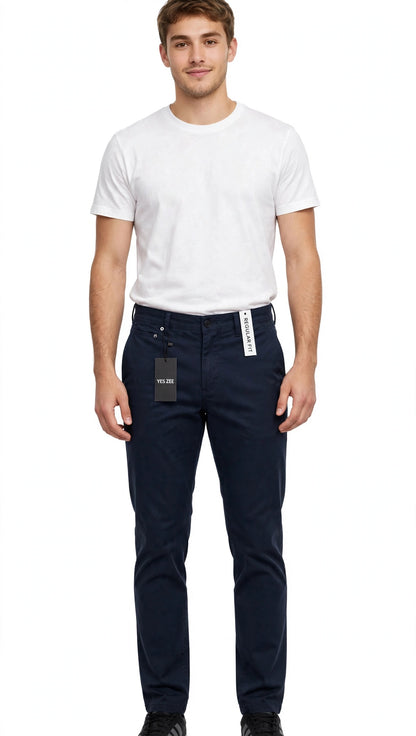 Yes-Zee pantalone uomo in cotone pesante vestibilita comoda molla dietro