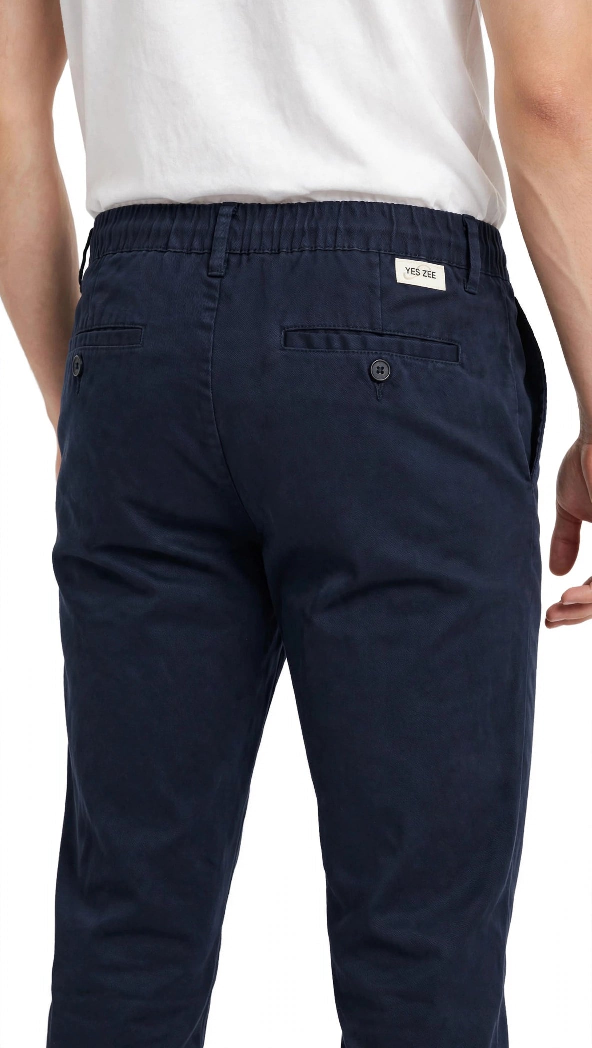Yes-Zee pantalone uomo in cotone pesante vestibilita comoda molla dietro